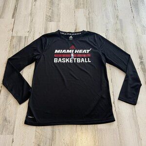 NBA x Adidas Miami Heat Big Kids Size Large 14/16 Long Sleeve Performance Tee